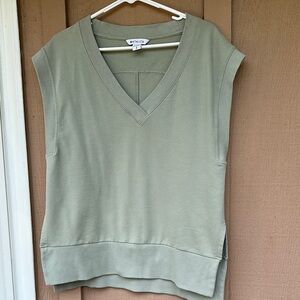 Athleta Olive Green V-Neck Sleeveless Top